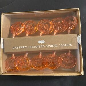 Mud Pie Halloween 🎃 Jack O’Lantern Battery Operated String Lights Orange NWT